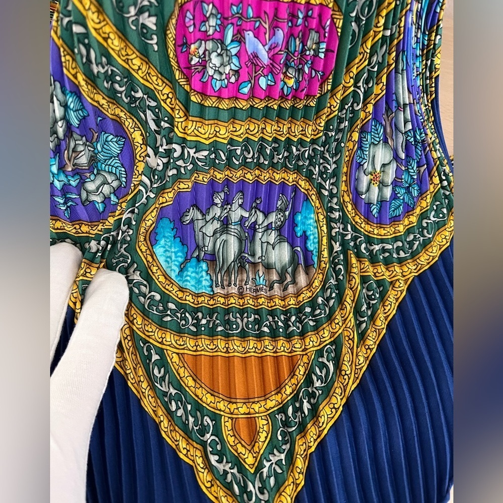 Hermes Silk Plisse Pleated Qalamdan Scarf Catherine Baschet Box EUC Circa 1990 - Picture 11 of 16